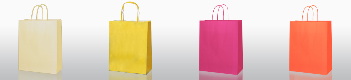 Plain Paper Shopping Bags Colours: Ivory, Yellow, Fuchsia, Orange.